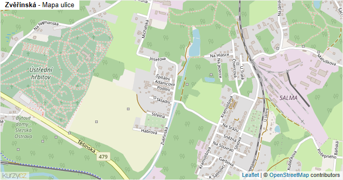 Zvěřinská - mapa ulice