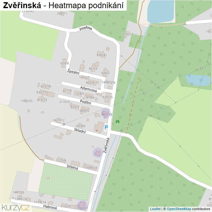 Mapa Zvěřinská - Firmy v ulici.