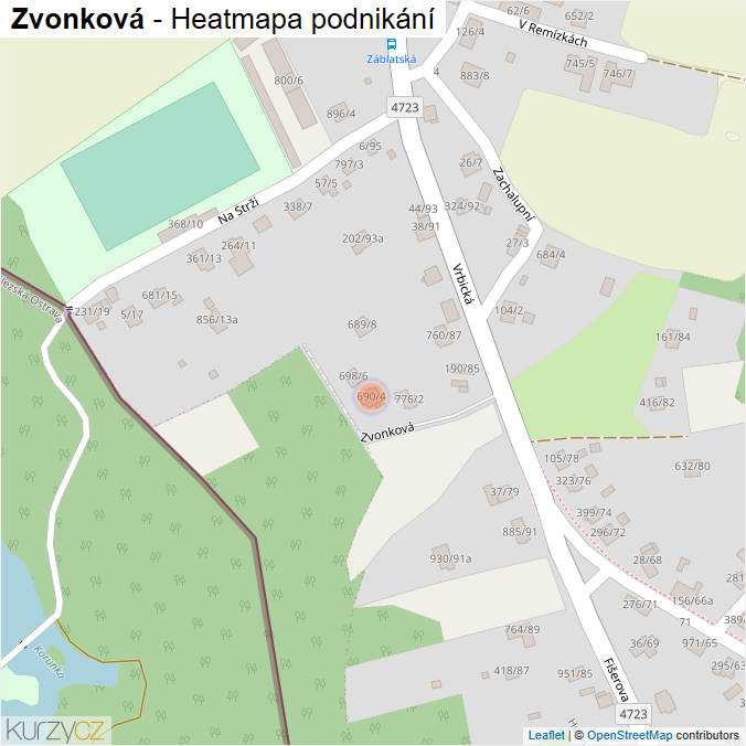 Mapa Zvonková - Firmy v ulici.