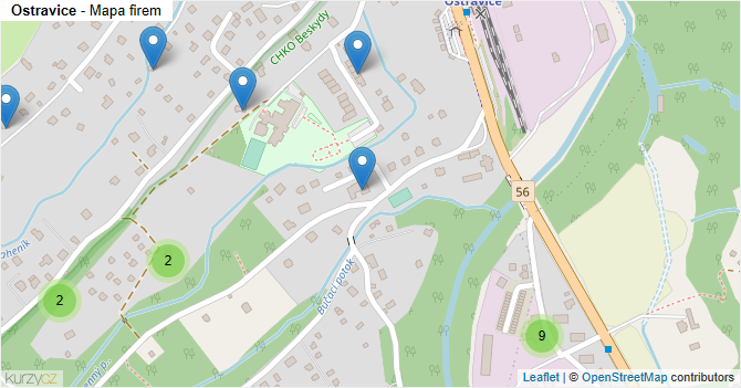 Ostravice - mapa firem