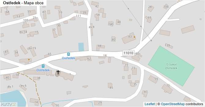 Ostředek - mapa obce