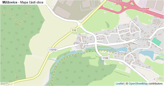 Mžižovice - mapa části obce