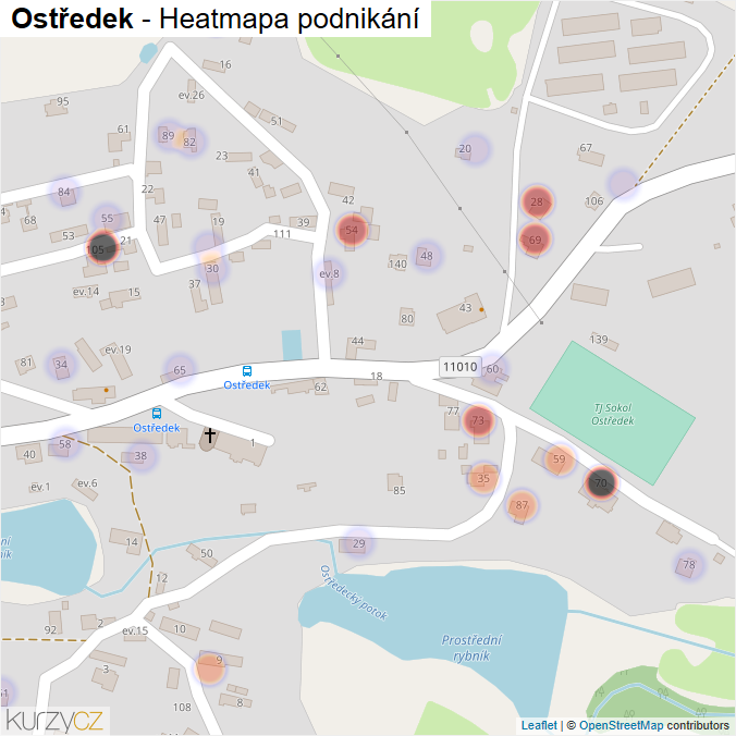 Mapa Ostředek - Firmy v části obce.