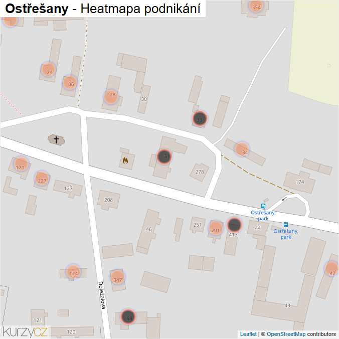 Mapa Ostřešany - Firmy v obci.