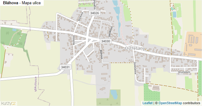 Bláhova - mapa ulice