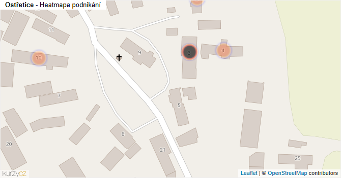Ostřetice - mapa podnikání