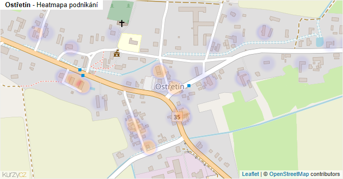 Ostřetín - mapa podnikání