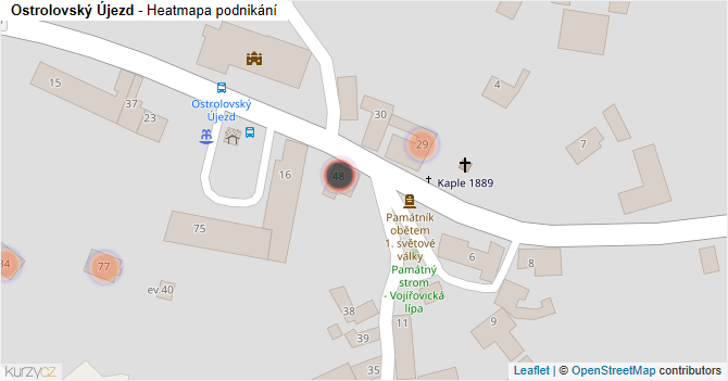 Ostrolovský Újezd - mapa podnikání