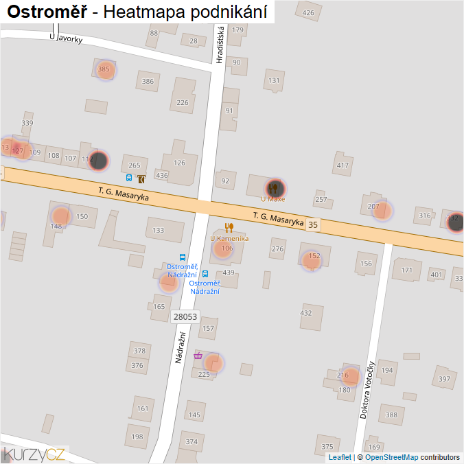 Mapa Ostroměř - Firmy v obci.