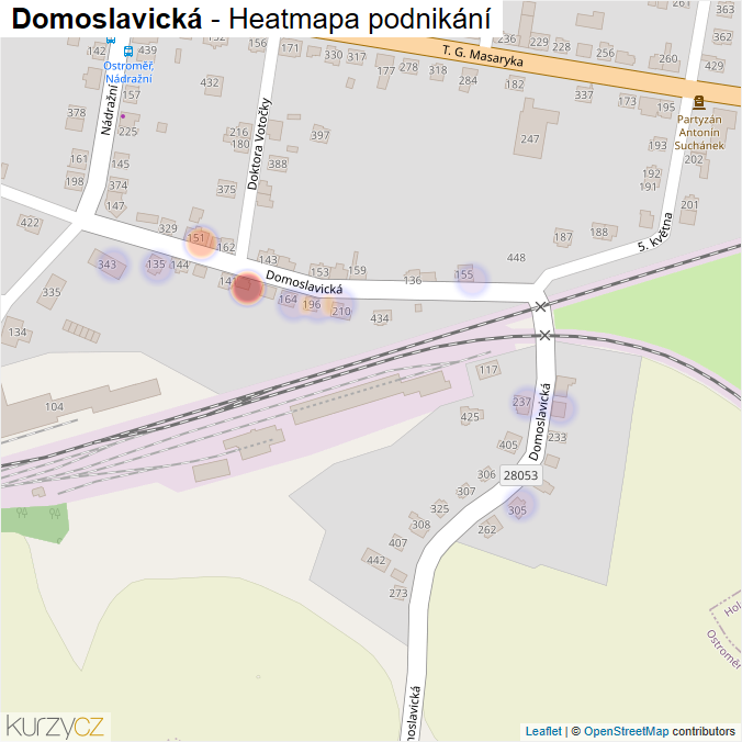 Mapa Domoslavická - Firmy v ulici.