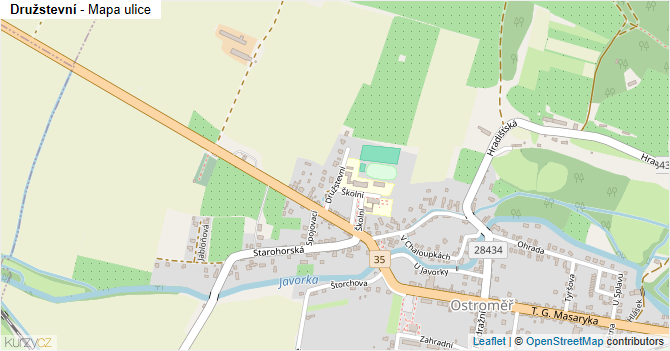 Družstevní - mapa ulice