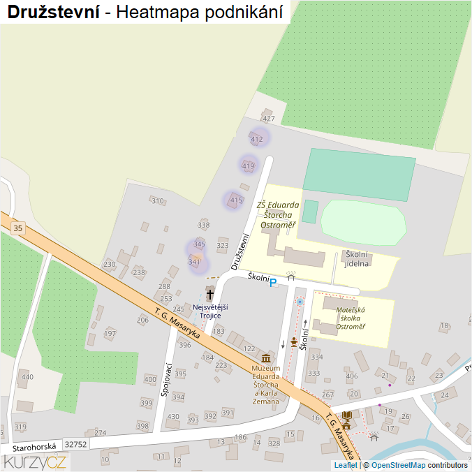 Mapa Družstevní - Firmy v ulici.