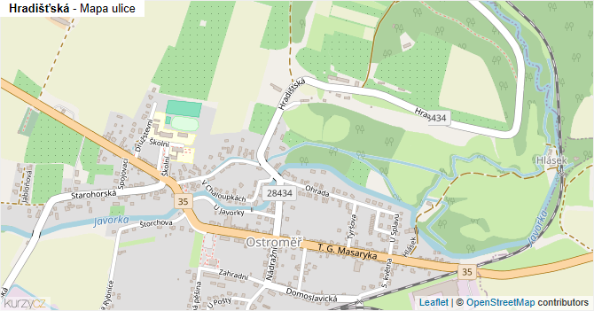 Hradišťská - mapa ulice