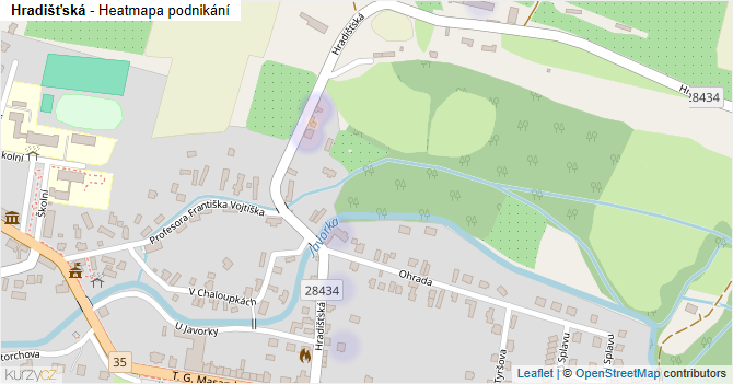 Hradišťská - mapa podnikání