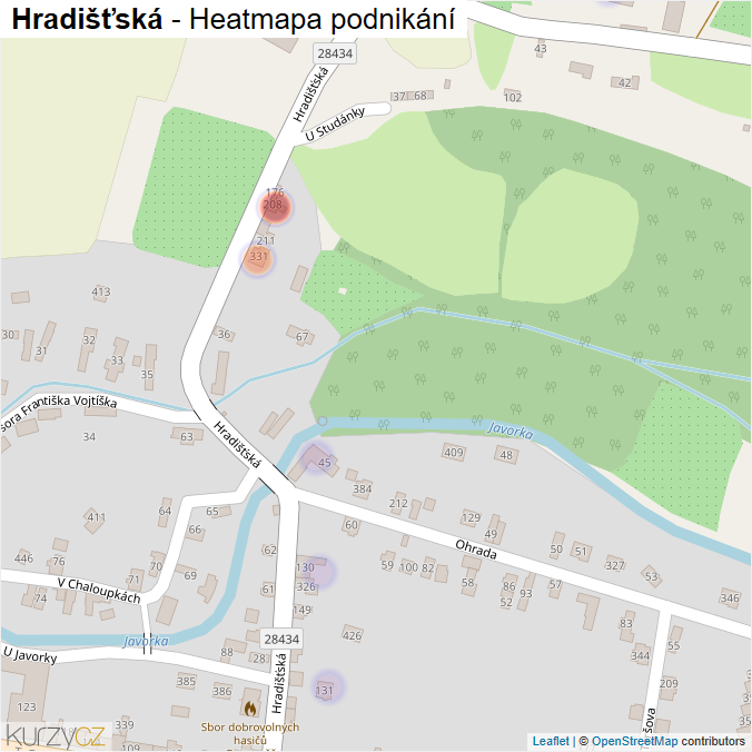 Mapa Hradišťská - Firmy v ulici.