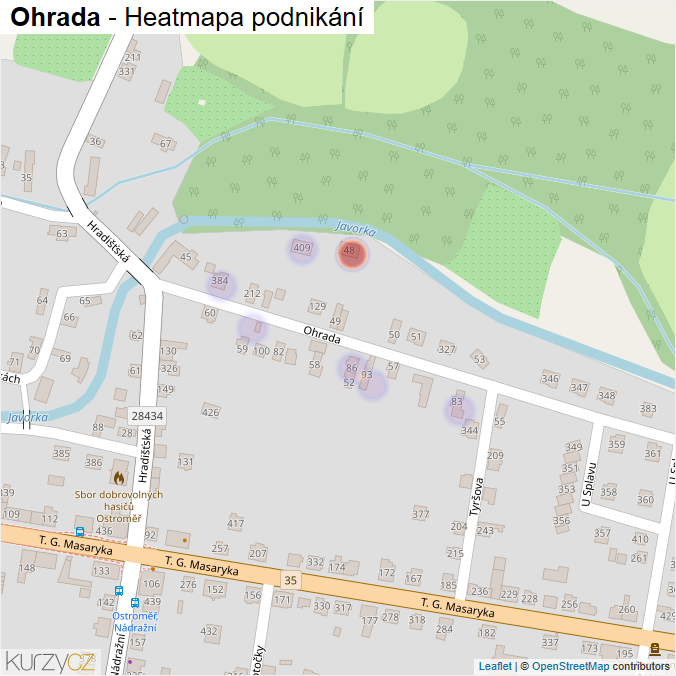 Mapa Ohrada - Firmy v ulici.