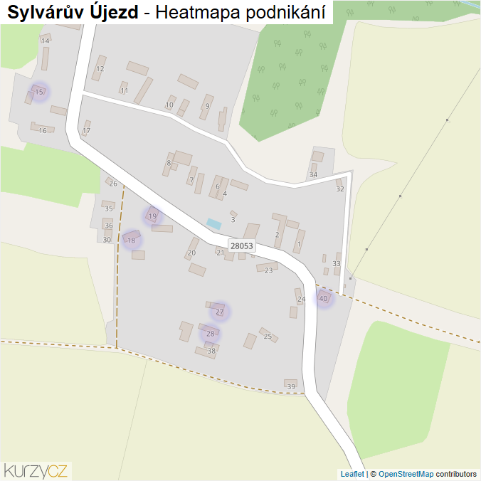 Mapa Sylvárův Újezd - Firmy v části obce.