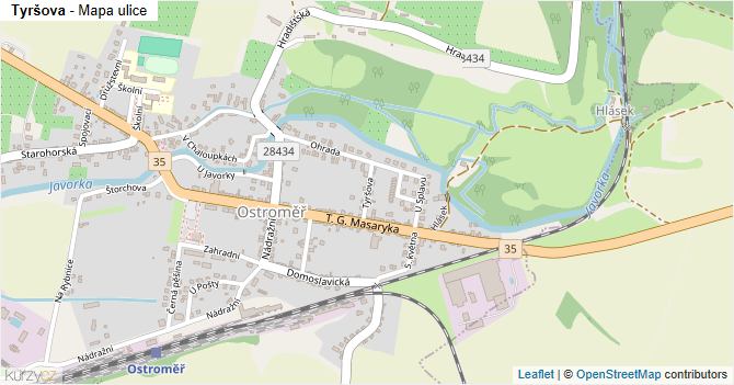 Tyršova - mapa ulice