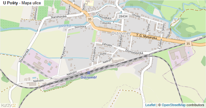 U Pošty - mapa ulice