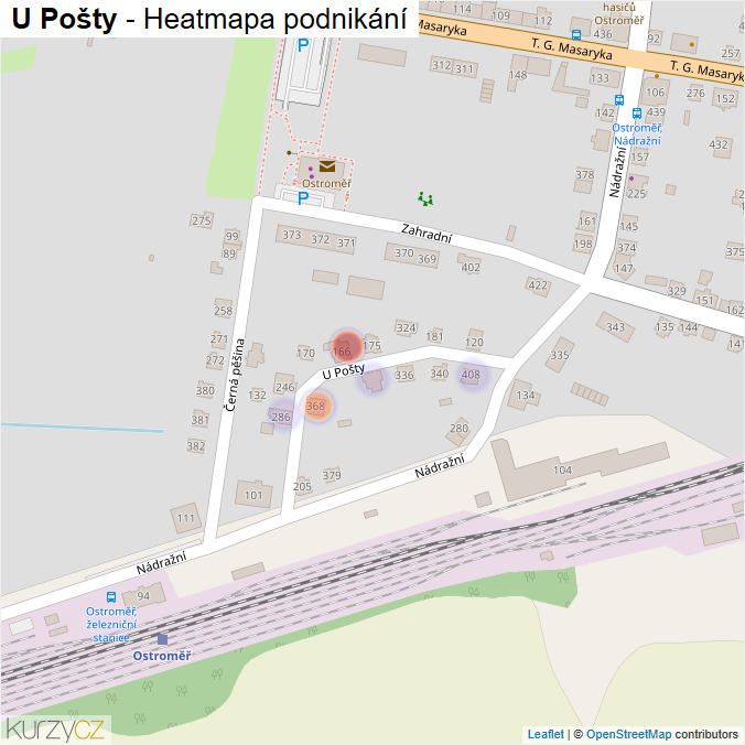 Mapa U Pošty - Firmy v ulici.
