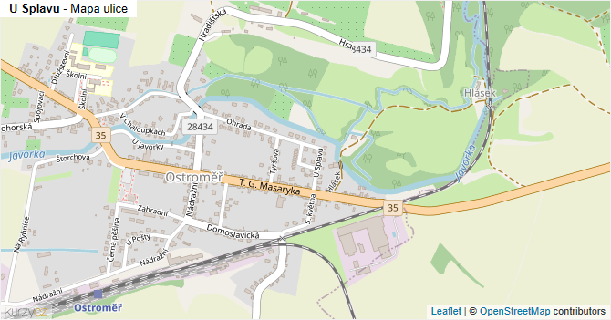 U Splavu - mapa ulice