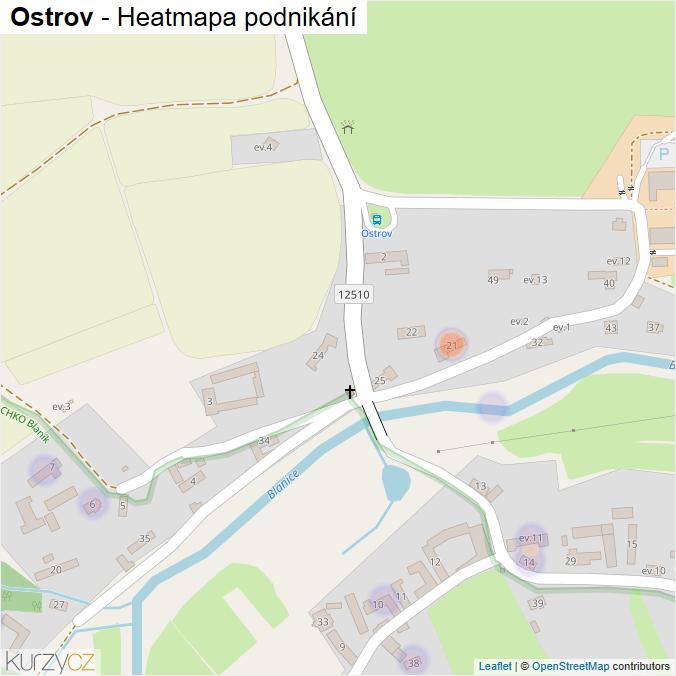 Mapa Ostrov - Firmy v části obce.