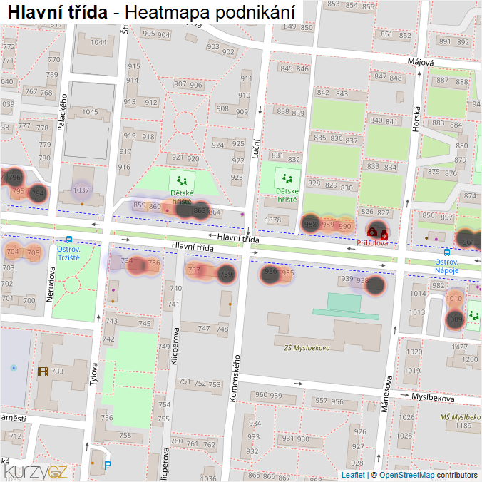Mapa Hlavní třída - Firmy v ulici.