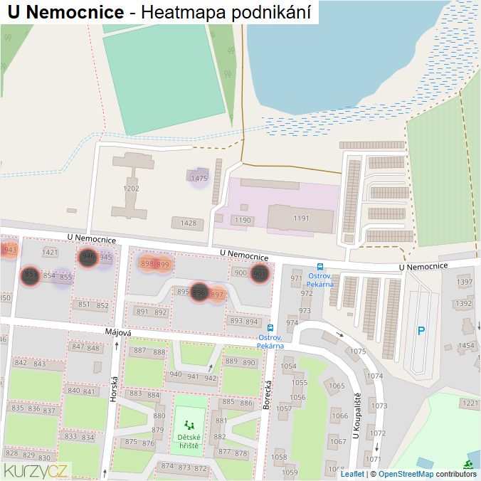 Mapa U Nemocnice - Firmy v ulici.