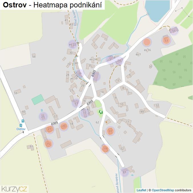 Mapa Ostrov - Firmy v části obce.