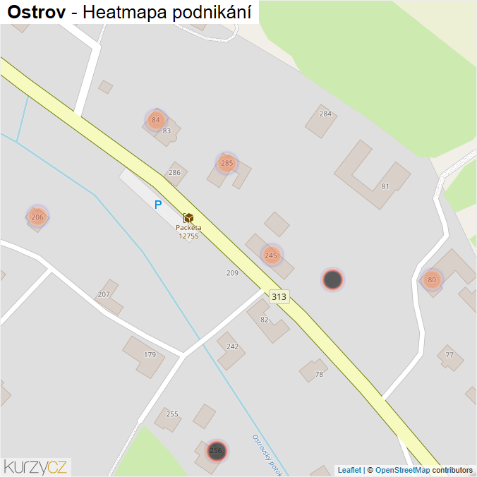 Mapa Ostrov - Firmy v obci.