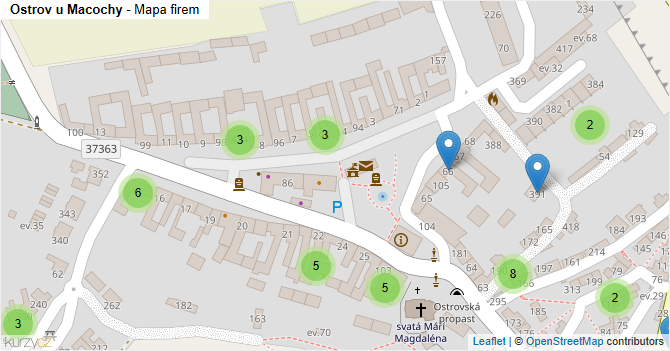 Ostrov u Macochy - mapa firem