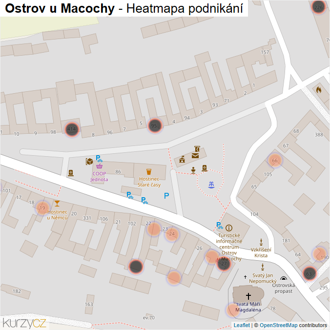 Mapa Ostrov u Macochy - Firmy v obci.