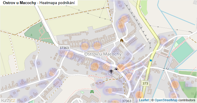 Ostrov u Macochy - mapa podnikání