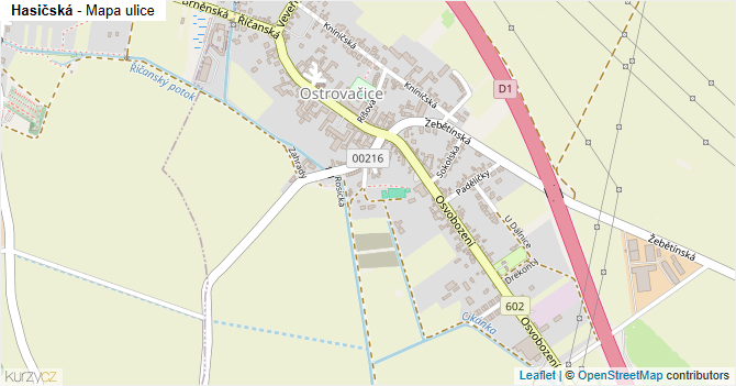 Hasičská - mapa ulice