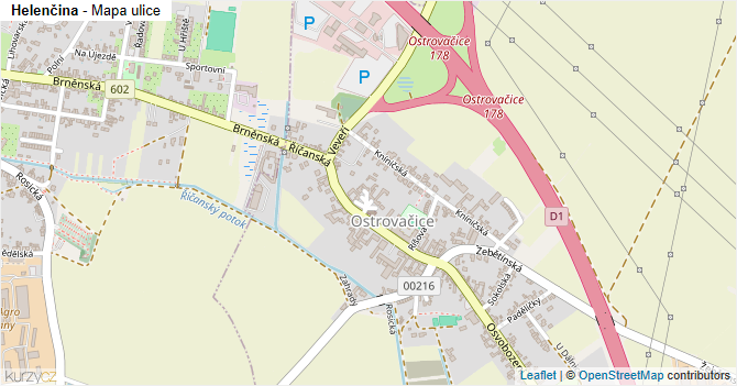 Helenčina - mapa ulice