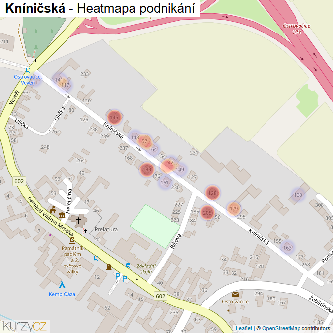 Mapa Kníničská - Firmy v ulici.