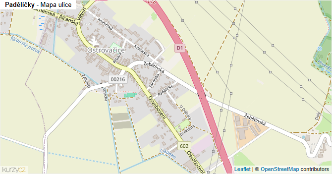 Padělíčky - mapa ulice