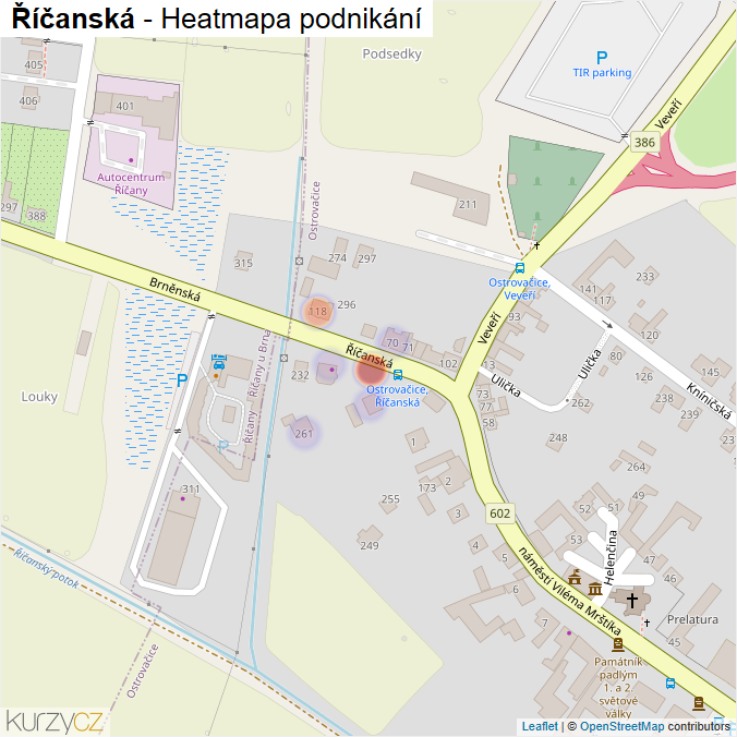 Mapa Říčanská - Firmy v ulici.