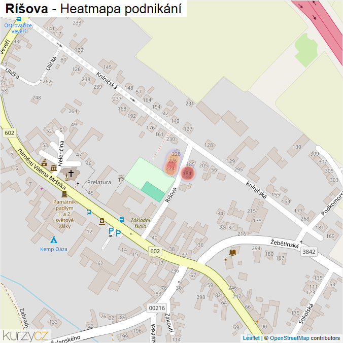 Mapa Ríšova - Firmy v ulici.