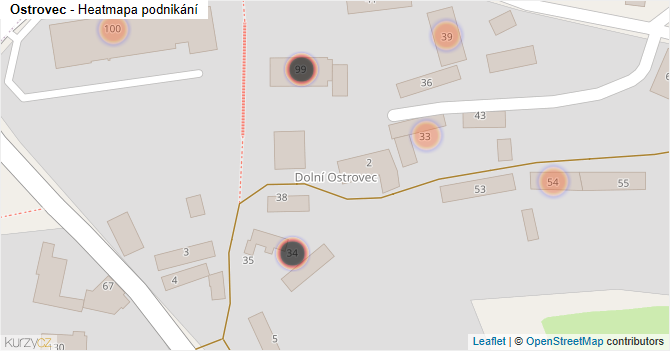 Ostrovec - mapa podnikání