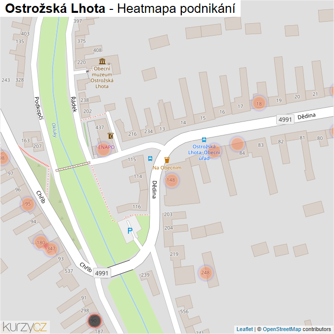 Mapa Ostrožská Lhota - Firmy v obci.