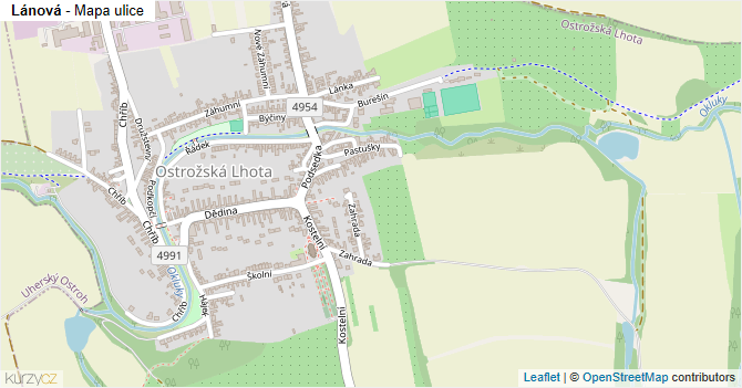Lánová - mapa ulice