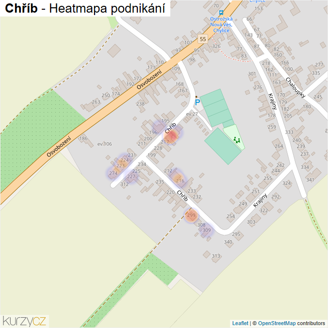 Mapa Chříb - Firmy v ulici.