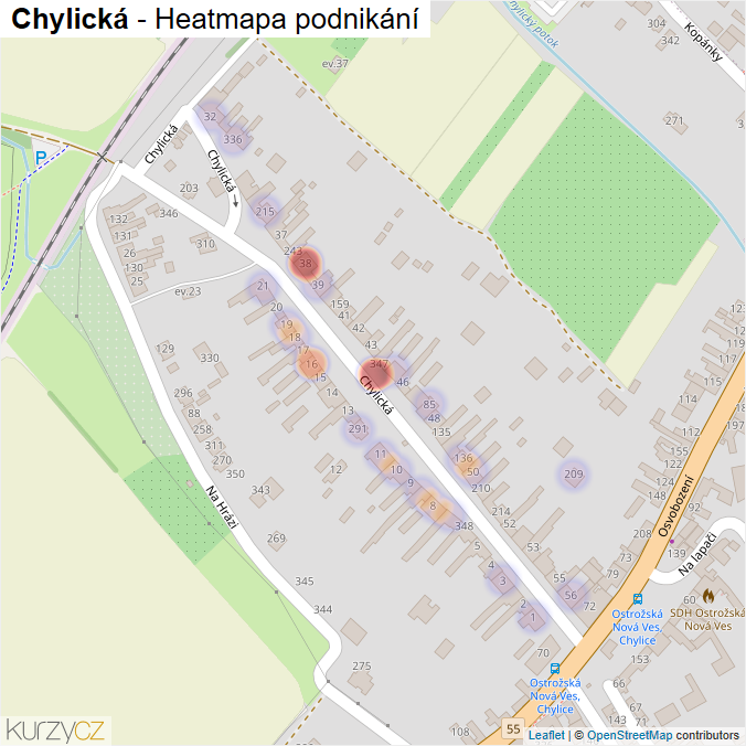 Mapa Chylická - Firmy v ulici.