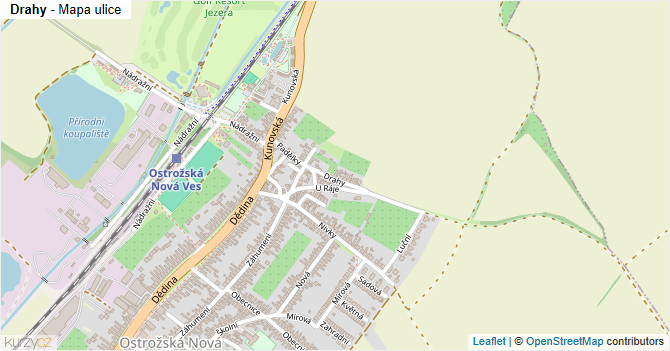 Drahy - mapa ulice