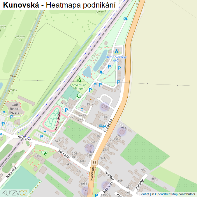 Mapa Kunovská - Firmy v ulici.