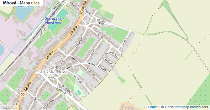Mírová - mapa ulice