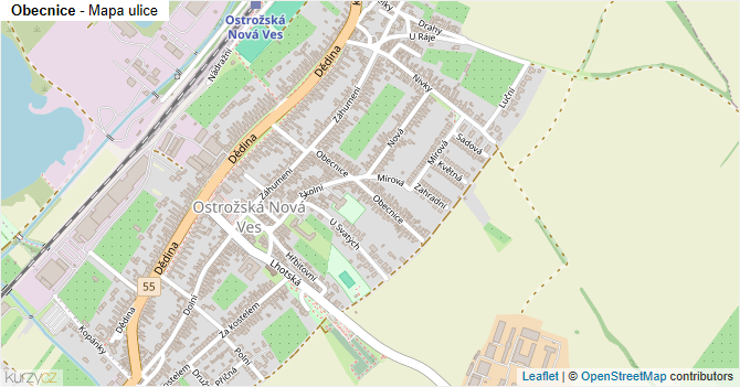 Obecnice - mapa ulice