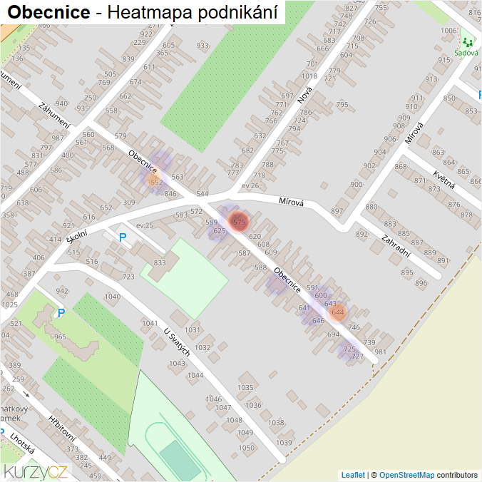 Mapa Obecnice - Firmy v ulici.