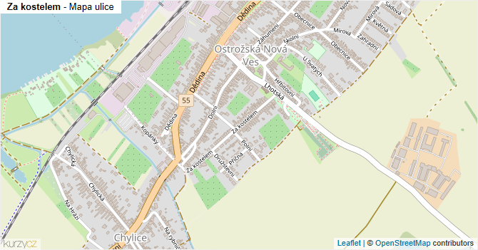 Za kostelem - mapa ulice